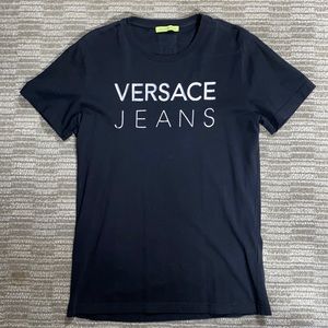 Versace Jeans Black/Silver Large Text Logo T-Shirt